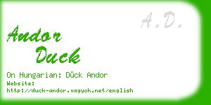 andor duck business card